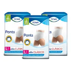 TENA - Ropa interior adultos pants clásico talla l 8un pack x3