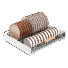 KELLER - Organizador Escurridor de Platos Extraíble Deslizable de Acero L70