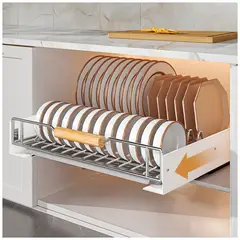 KELLER - Organizador Escurridor de Platos Extraíble Deslizable de Acero L70