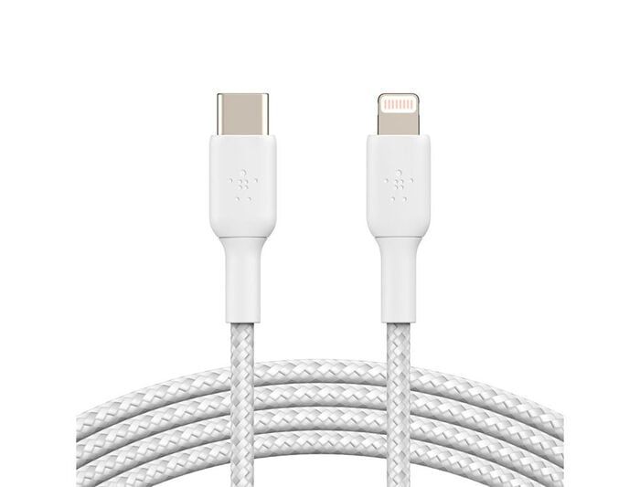 CABLE TYPE-C TO LIGHTNING DE 1 METRO ENMALLADO BLANCO