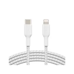 BELKIN - CABLE TYPE-C TO LIGHTNING DE 1 METRO ENMALLADO BLANCO