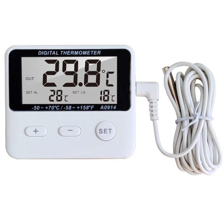 Termómetro Digital con Sonda y Alarma Refrigeración Cocina Invernadero