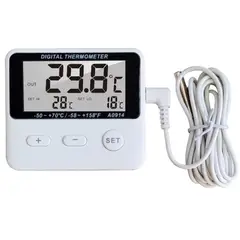 OEM - Termómetro Digital con Sonda y Alarma Refrigeración Cocina Invernadero