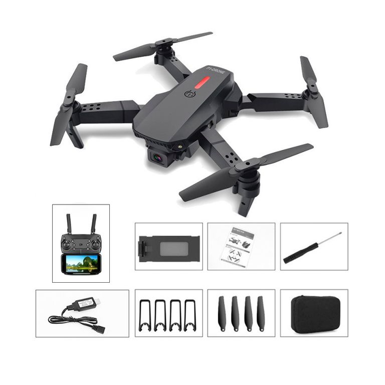 Drone Portátil Con Doble Camara E88 y WIFI Color Negro