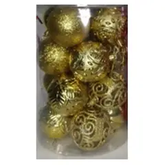 GENERICO - Bolas de Navidad Doradas 8cm Set x16 esferas