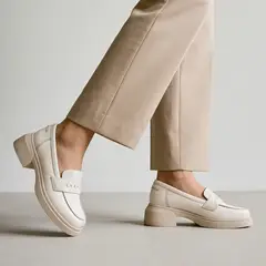 Ecco - Zapatos Mocasines Mujer Baya01 Marfil Cuero Natural