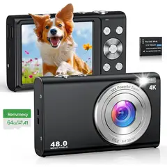 RENVMEXY - Cámaras digitales 4K 48MP DC402AF Negro 64GB