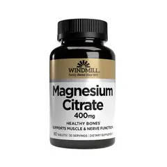 WINDMILL - VITAMINA CITRATO DE MAGENSIO 400 MG 60 TABLETAS -