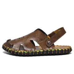 SHANDIAN - Sandalias Dedo Abierto Pantuflas Hombre Negro