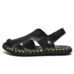 SHANDIAN - Sandalias Dedo Abierto Pantuflas Hombre Negro