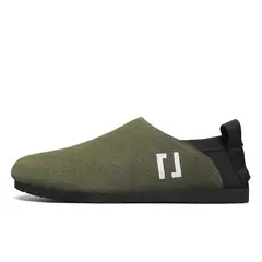 SHANDIAN - Pantufla Classic Fur Cuero Hombre Verde