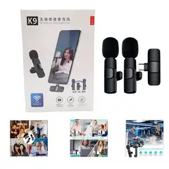 GENERICO - Micrófono Inalámbrico Solapero Doble Recargable Tipo C K9