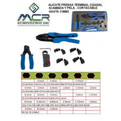 GENERICO - ALICATE PRENSA TERMINAL COAXIAL 5CAMBIOS Y PELA- CORTACABLE HAST 11MM2