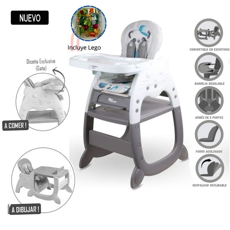 Silla de Comer 3 en 1 Panda + Juego de Lego