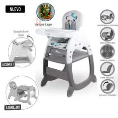 CONFORT - Silla de Comer 3 en 1 Panda + Juego de Lego