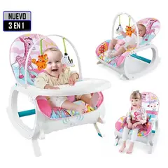 IDEAL - Silla de Comer Mecedora 3 en 1 Vibrador Musical Rosado