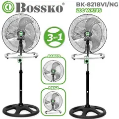 BOSSKO - PACK Ventilador 3 en 1 Pedestal De 3ASPAS 200W BK-8218VI