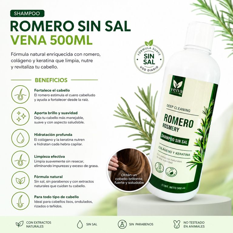 Shampoo Romero Sin Sal Vena 500Ml