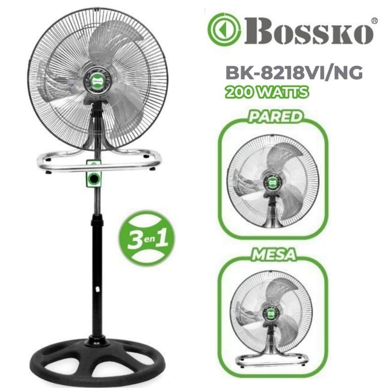Ventilador 3 en 1 Pedestal De 3 ASPAS 200W BK-8218VI