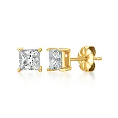 CRISLU - Pendientes de Botón Solitario de corte Princesa