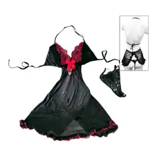 GENERICO - Babydoll Lucy con encaje más tanga regulable