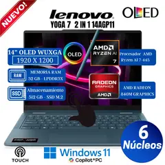 LENOVO - Laptop Yoga 7 2-in-1 14AGP11 14" OLED WUXGA, AMD Ryzen AI 7-445, Ram 32GB, SSD 512, Win 11