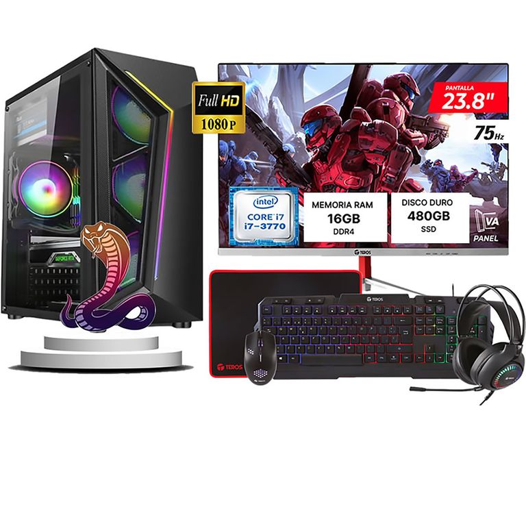 Computadora Pc Intel Core i7 3770 Monitor 24 fhd' RAM 16 GB SSD 480 GB WIFI