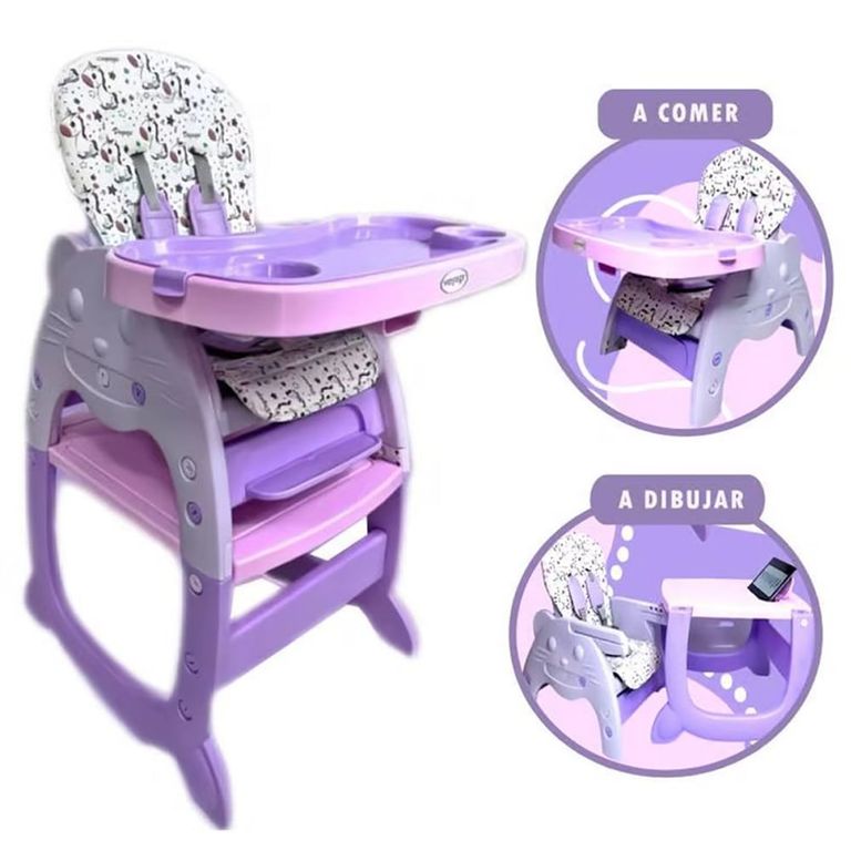 Silla de Comer Gato Carpeta 3 en 1 Morado