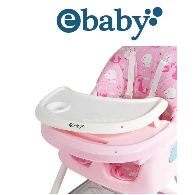 Silla de Comer Plegable Doble Bandeja LULU Rosado