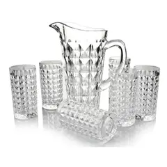 INSPIRA MARKET - Jarra diamante para bebidas agua con vasos SET