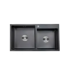 XM - LAVADERO DE COCINA NANO-NEGRO 2POZAS UD01-8245