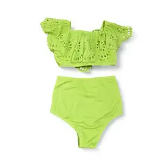GENERICO - Bikini Rumbera Troquelado Calzon Alto Talla S Color Verde