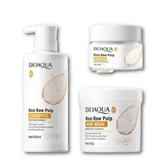 BIOAQUA - SHAMPOO DE ARROZ Y MASCARILLA HIDRATANTE DE CABELLO Y CREMA FACIAL