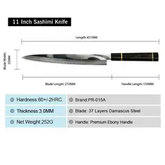 GENERICO - Cuchillo de acero VG-10 de Damasco Yanagiba Sakimaru