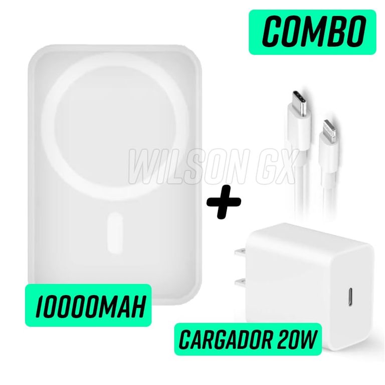 Kit Cargador Inalámbrico Magsafe para Iphone 10000 + Cargador 20w