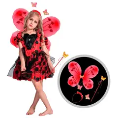 GENERICO - Alita Mariposa Incluye Alita -Diadema - Varita ROJO