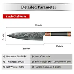 GENERICO - Cuchillo Super Japan Hitachi SKD 11 gyuto edición limitada