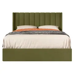 GENERICO - Cama Tapizada Listón Pistacho Queen