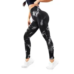 ROYAL PEACH APPAREL - Legging deportivo Tie Dye Negro - Ropa deportiva malla mujer gym