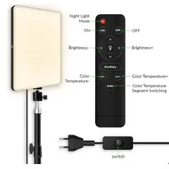 GENERICO - Panel de Luz Led para Fotografía y Video con Tripode L-3560