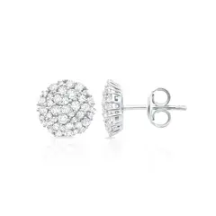 CRISLU - Pendientes redondos de botón brillante