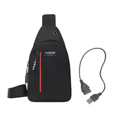 GENERICO - Pechera Mochila Morral Hombre de nylon Con conector USB