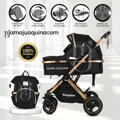 BABY - Coche Moisés «BARBARA» con Bolsa Pañalera Black