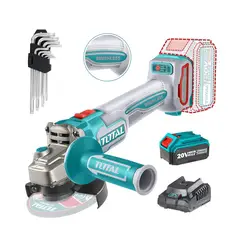 TOTAL TOOLS - AMOLADORA 20V INALÁMBRICA BRUSHLESS 4½ +JUEGO LLAVE ALLEN L