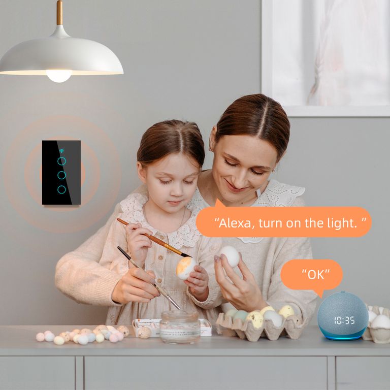 Interruptor Inteligente Wifi Smart Pared Alexa Google Home de 3 Toma