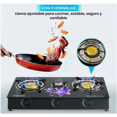 DC - Cocina de Mesa a Gas de 3 Hornillas Vitrocerámico