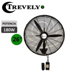 TREVELY - Ventilador Industrial de Pared 26" VT-27C Control Remoto