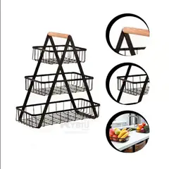 GENERICO - Cesta Rectangular de 3 Niveles para Frutas acero