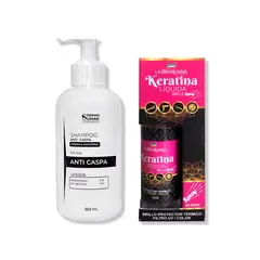 IMPORTADO MC - SHAMPOO ANTICASPA SIN SAL 350ML + SPRAY BRILLO KERATINA LÍQUIDA 60ML