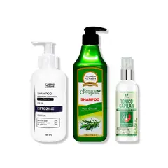 IMPORTADO MC - SHAMPOO KETOZINC 350ML + SHAMPOO ROMERO 520ML + TÓNICO CAPILAR ROMERO
